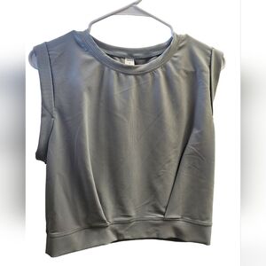 sz large cropped top sage green